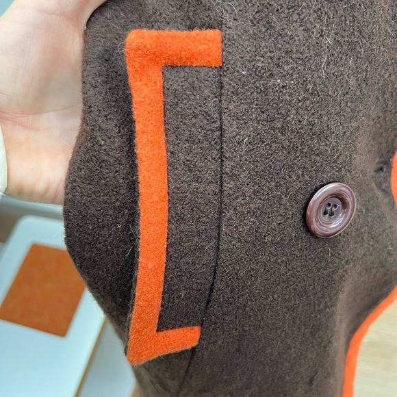 Y Apparel - Coat in Dark Roast with Pumpkin Trim (size L) - Picture 4 of 5